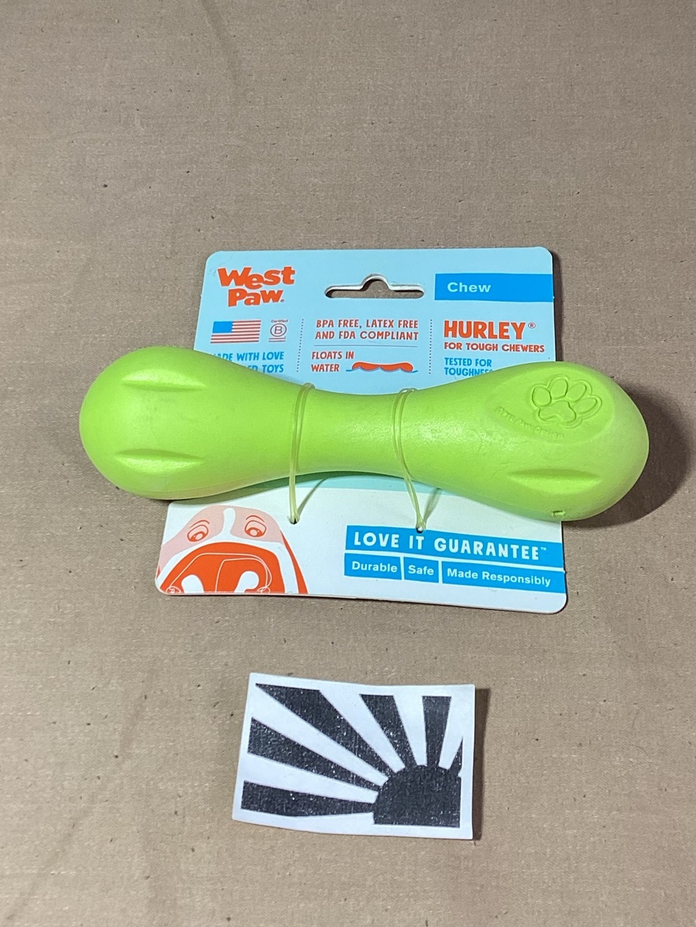 West Paw Zogoflex Hurley Tough Dog Chew Toy, Granny Smith, Small